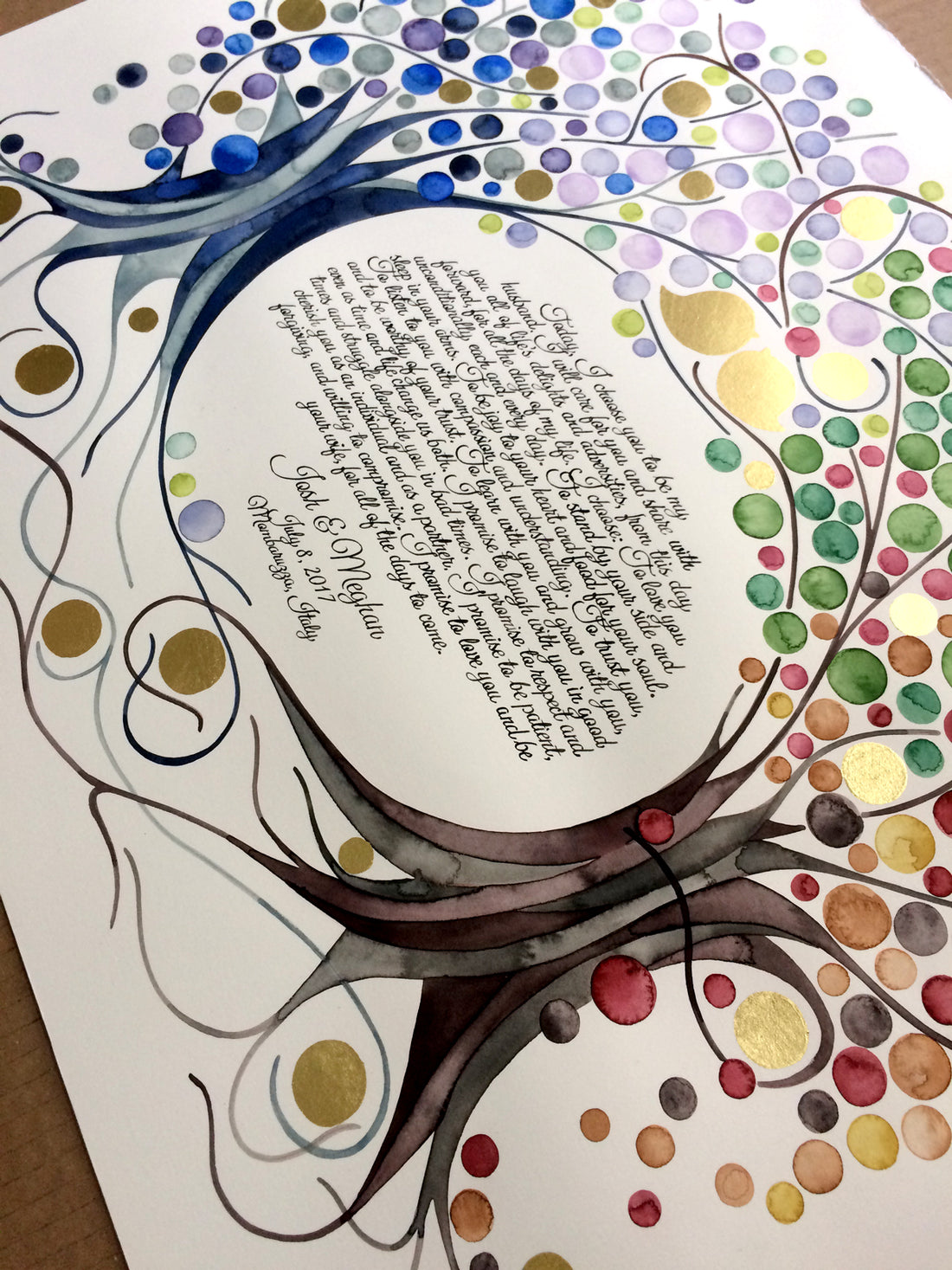 Simple English text Four Season ketubah