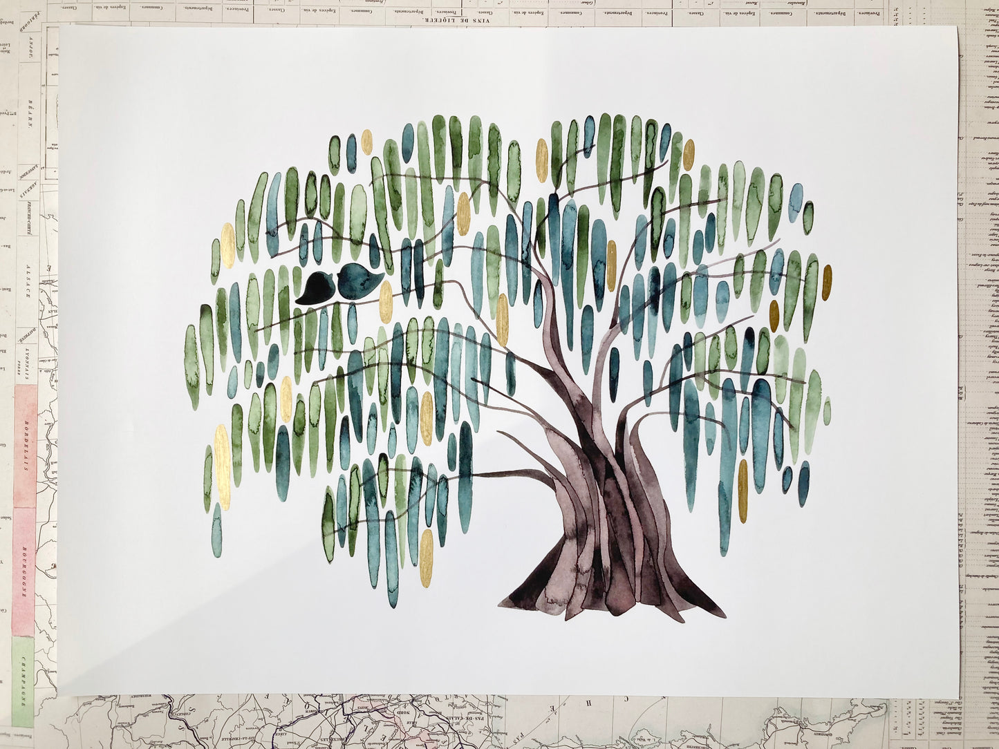 Willow tree watercolor painting Celebration art